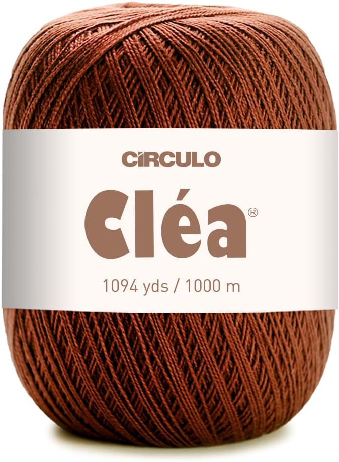 CRCULO خيط سيركولو كليا - خيط كروشيه بحجم 10-8/2 مثالي للنسيج - 100% قطن برازيلي مخصر (عبوة من كرة واحدة) - 5.3 أونصة، 1094 ياردة - اللون: 7529 - تيراكوتا - Image 1